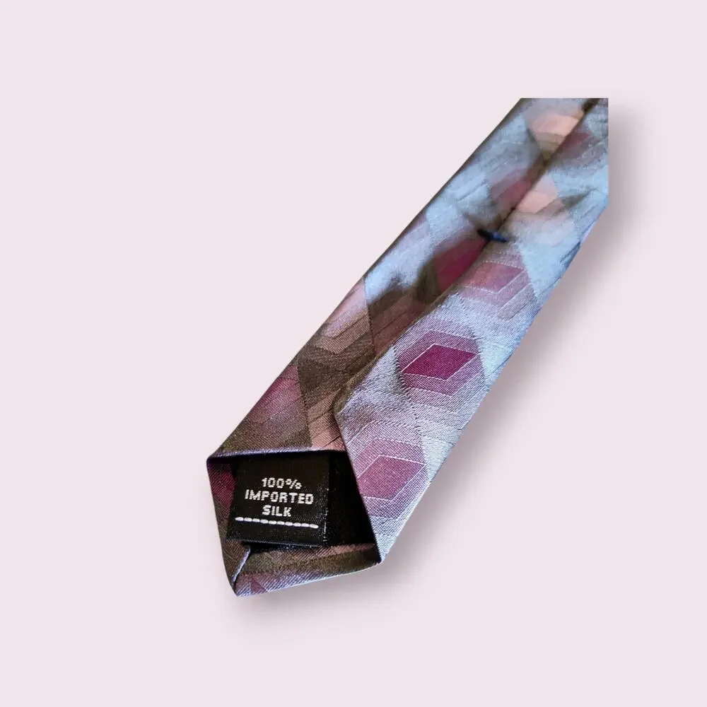 ZYLOS George Machado 100% Imported Silk Tie Purple/‎ Grey Patterned